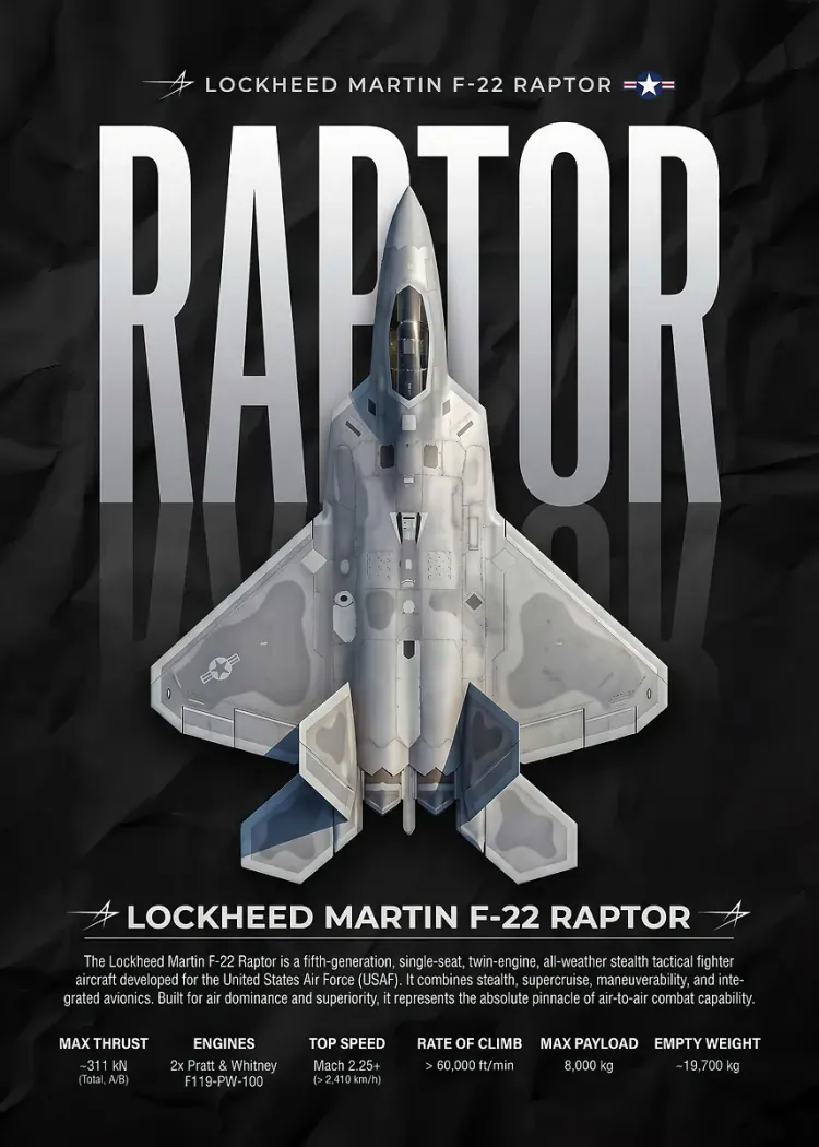 lumi-boards-art-028382e2ed11dd8a LumiPoster — طائرة F-22 رابتور - الصورة 1