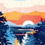LumiPoster — Sunrise over the blue forest