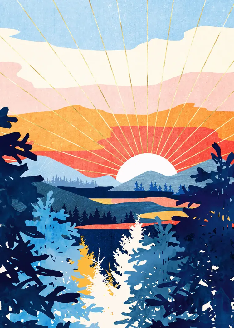 lumi-boards-art-054fe8904708037c LumiPoster — شروق فوق الغابة الزرقاء - الصورة 1