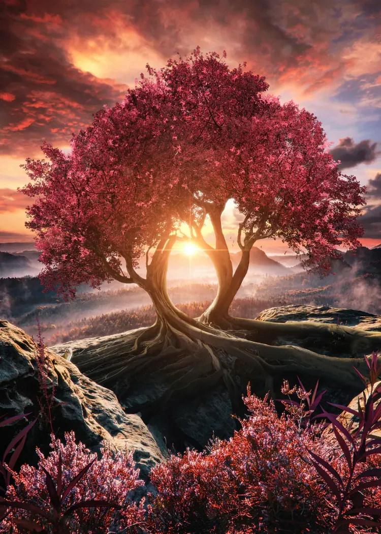 lumi-boards-art-06330fbdb15260ce-1.webp LumiPoster — Red tree at sunset - Image 1