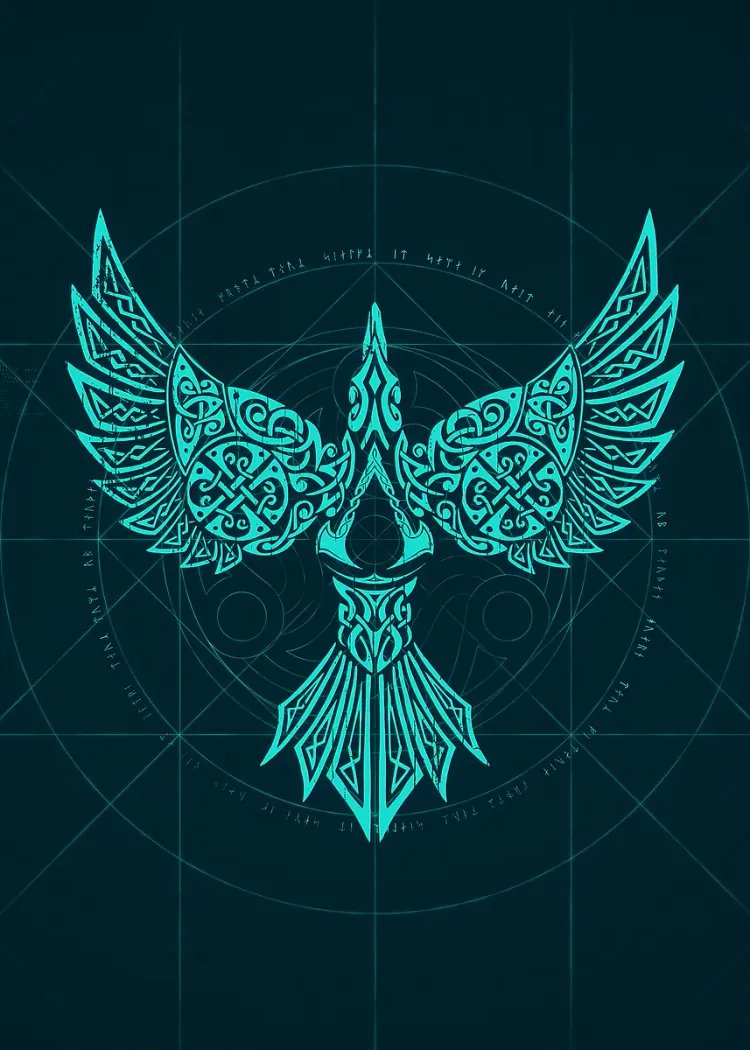 lumi-boards-art-07681dbd6b072232-1.webp LumiPoster — Blue crow with decorations - Image 1