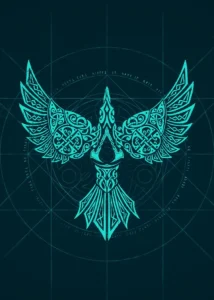 LumiPoster — غراب أزرق بزخارف