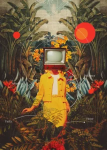 LumiPoster — TV head in the fantasy garden