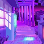 LumiPoster — ممر ياباني بأضواء بنفسجية