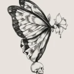 LumiPoster — فراشة برسم رصاصي