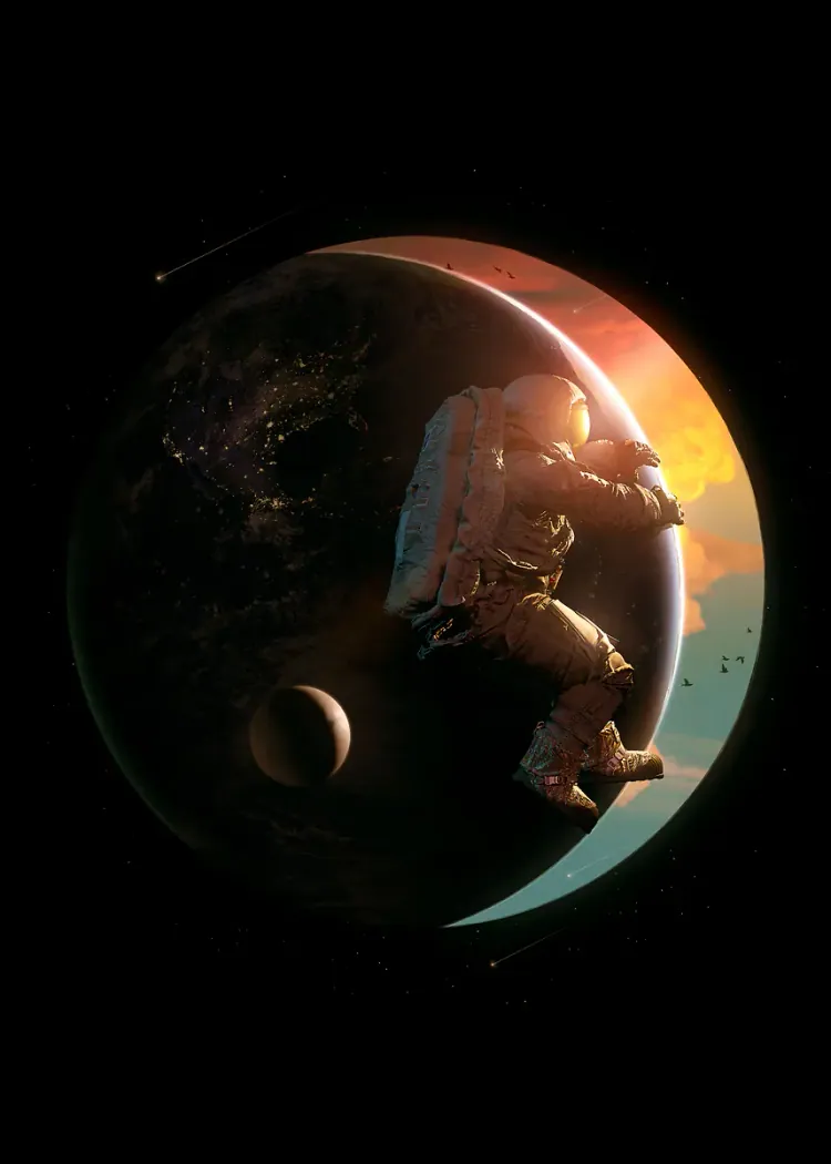 lumi-boards-art-14f1ae876b59b2dc-1.webp LumiPoster — Astronaut hug for the planet - Image 1