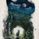 LumiPoster — قطة تحتضن غابة ليلية