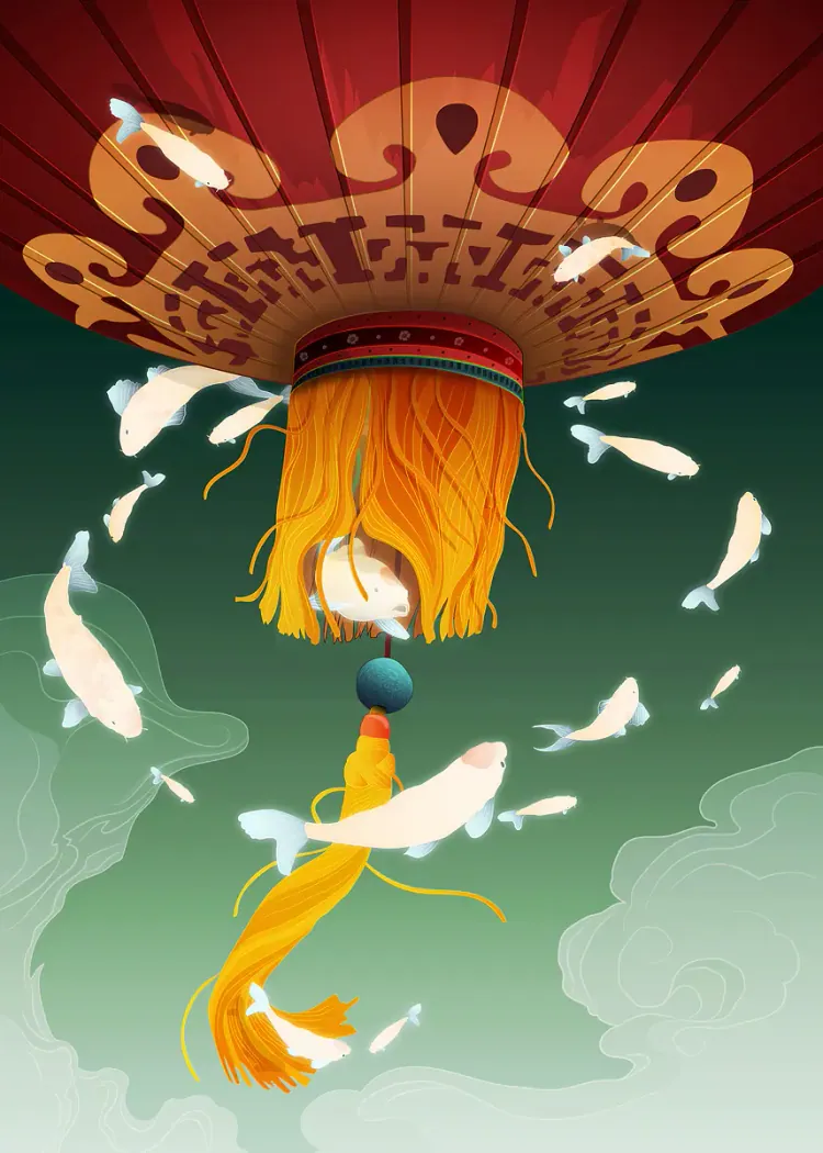 lumi-boards-art-1572b97d8ee9ac25 LumiPoster — فانوس وأسماك كوي بيضاء - الصورة 1