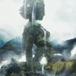LumiPoster — Stone tower and waterfalls