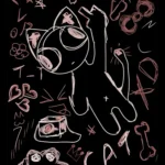 LumiPoster — Music cat — pink lines