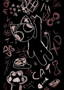 LumiPoster — Music cat — pink lines