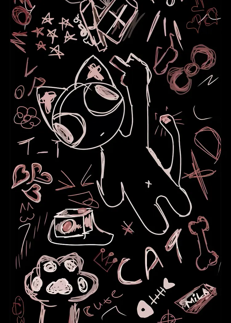 lumi-boards-art-1b48450ebbdb2ec5-1.webp LumiPoster — Music cat — pink lines - Image 1