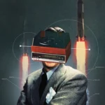 LumiPoster — A man with a TV head and rockets