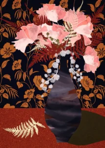 LumiPoster — Dark vase with pink flowers