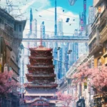 LumiPoster — Future city and cherry blossoms