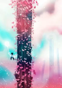 LumiPoster — A column of flowers in the sky