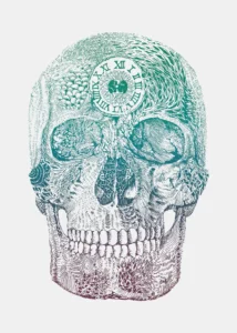 LumiPoster — Skull and clock — threads of time