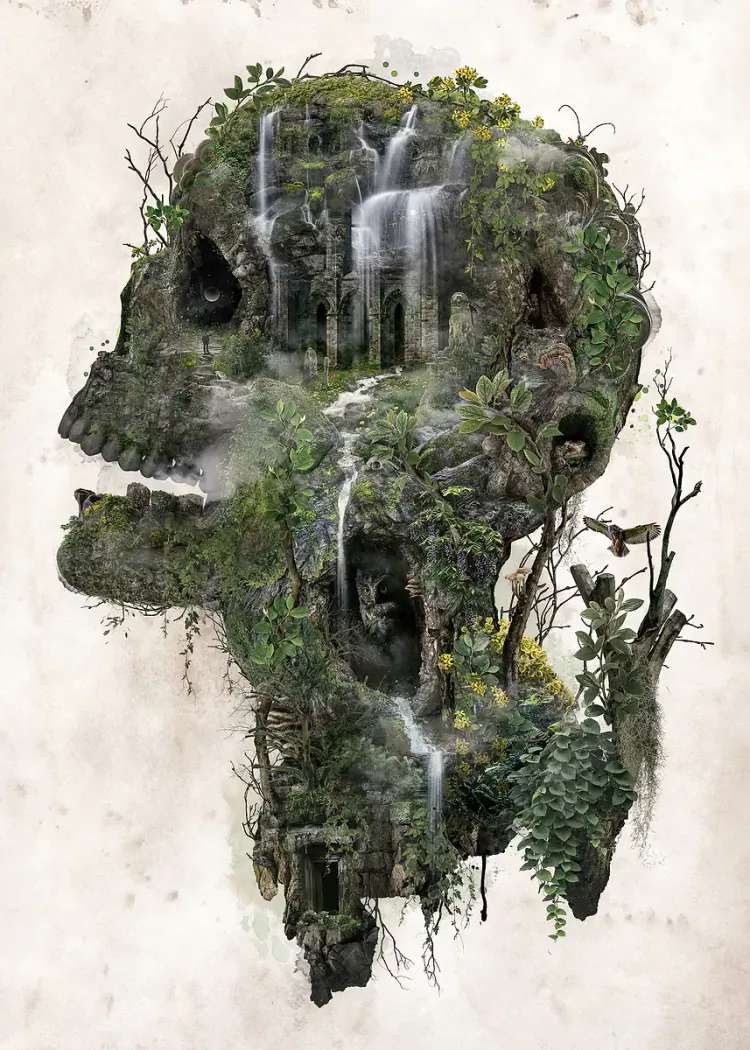lumi-boards-art-25b901b5d331b596-1.webp LumiPoster — Green skull and waterfalls - Image 1