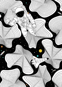 LumiPoster — Astronaut between waves of lines