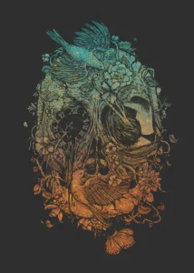 LumiPoster — Skull from forest leaves