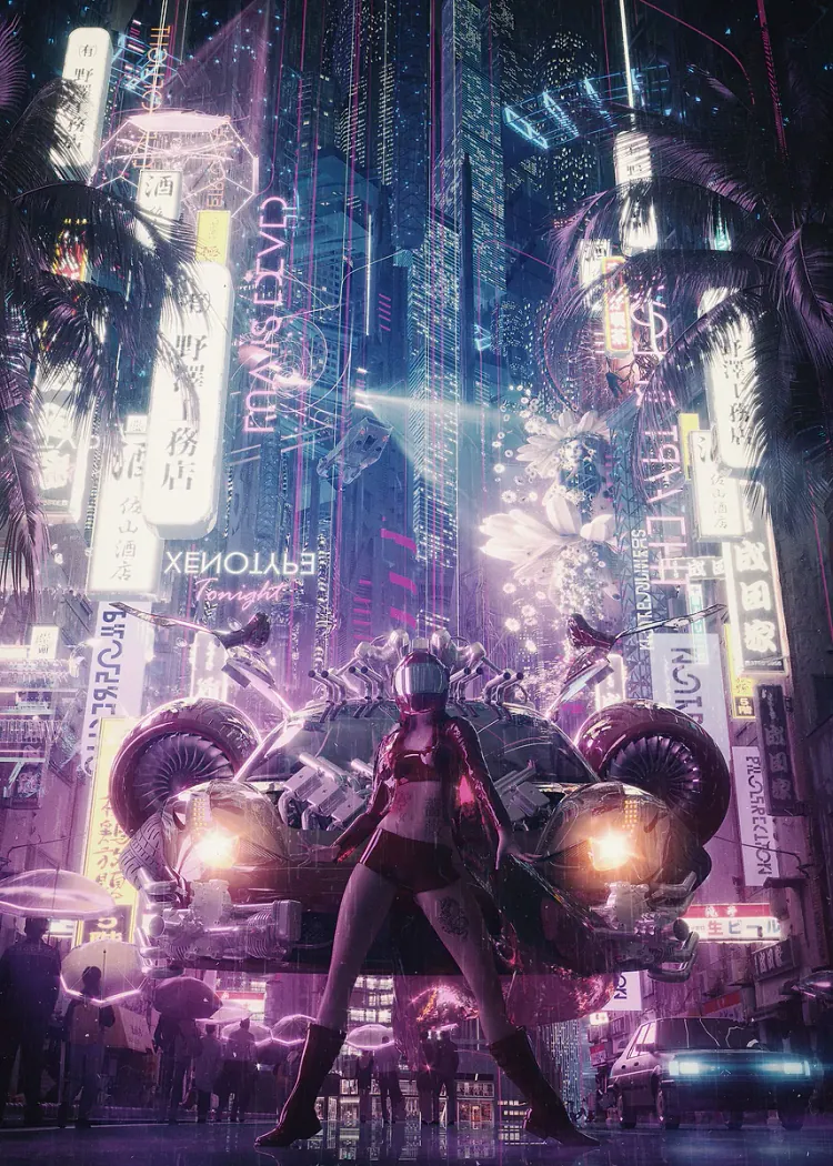 lumi-boards-art-2a429a49afa45fc5-1.webp LumiPoster — Fighter and neon car - Image 1