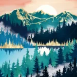 LumiPoster — Mountain forest at sunrise