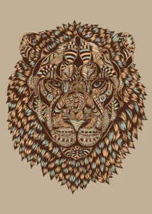 LumiPoster — Lion with geometric motifs