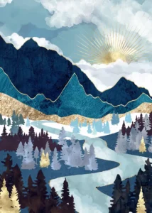 LumiPoster — Blue mountains and winding river