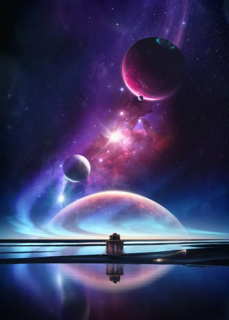lumi-boards-art-34647dcba358c544 LumiPoster — تأمل تحت كواكب بنفسجية - الصورة 1