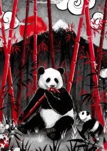 LumiPoster — Panda among the red bamboo