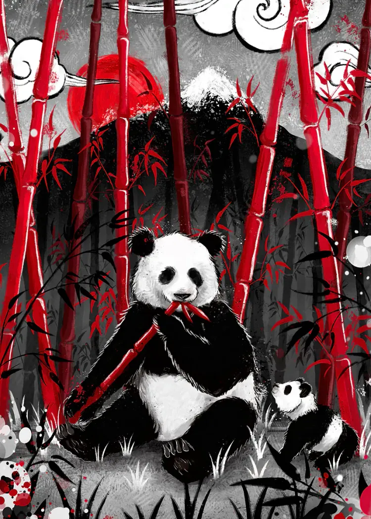 lumi-boards-art-36e5d91169c290da LumiPoster — باندا بين الخيزران الأحمر - الصورة 1