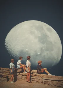 LumiPoster — أصدقاء وقمر قريب