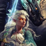 LumiPoster — A warrior and a black dragon