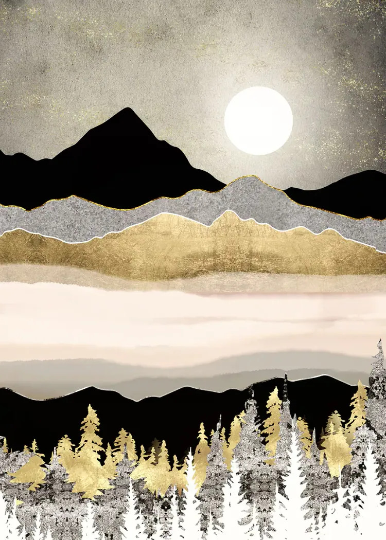 lumi-boards-art-3d2be8ea6ce691e6-1.webp LumiPoster — Black and gold peaks under the moon - Image 1
