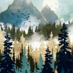 LumiPoster — Forest and mountains under the moon