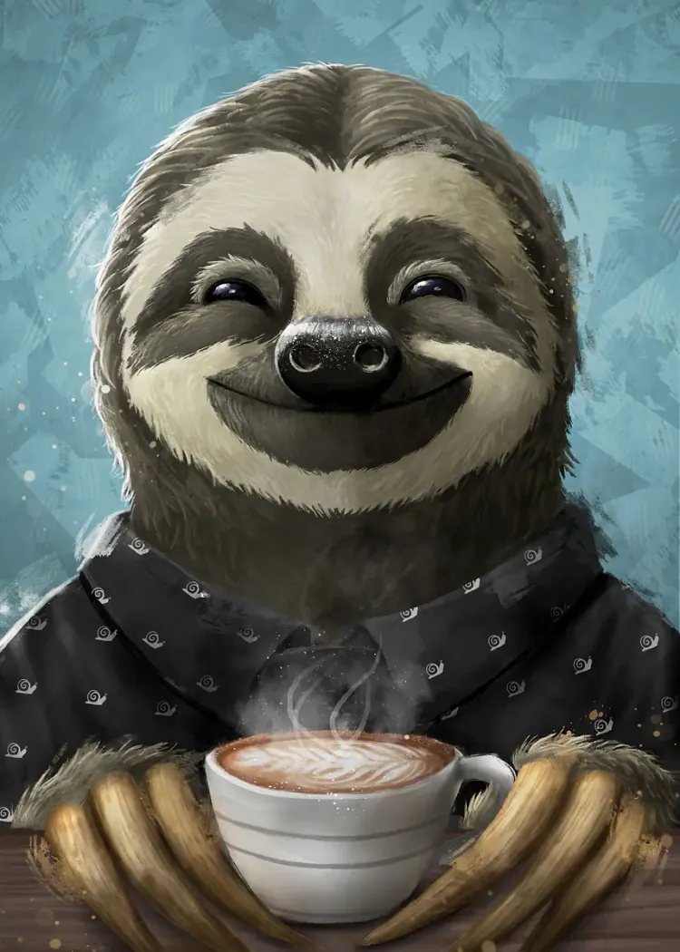 lumi-boards-art-455785889b541045-1.webp LumiPoster — Lazy with a cup of coffee - Image 1