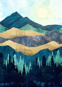 LumiPoster — Layers of mountains and blue forest