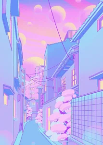 LumiPoster — Pink street and city wires