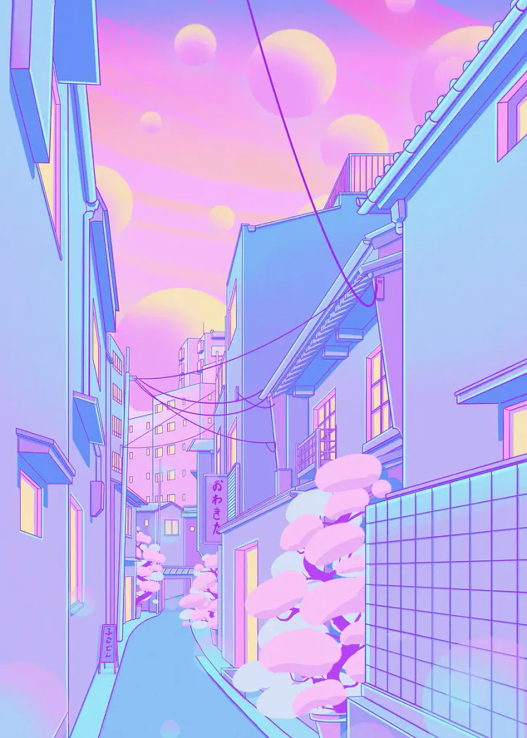 lumi-boards-art-48e40aa6c69b98c6-1.webp LumiPoster — Pink street and city wires - Image 1