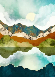 LumiPoster — Mountains and lake reflection