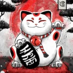 LumiPoster — Lucky cat under the red sun