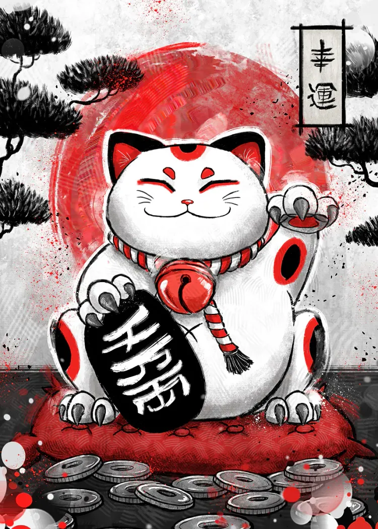 lumi-boards-art-50b02fd3e1bd765c-1.webp LumiPoster — Lucky cat under the red sun - Image 1