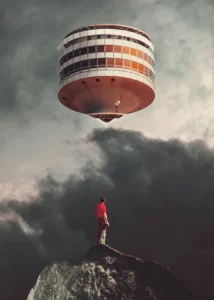 LumiPoster — A tower floating above the clouds