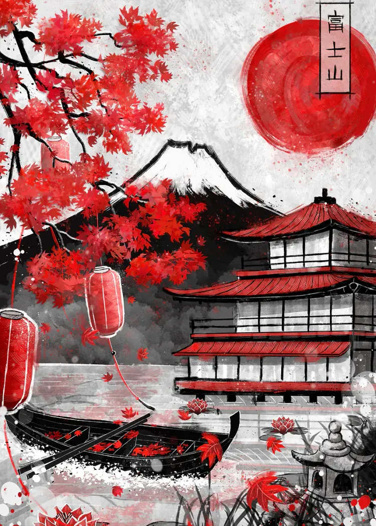 lumi-boards-art-5a26d7ae84aa36e5-1.webp LumiPoster — Japanese temple and red leaves - Image 1