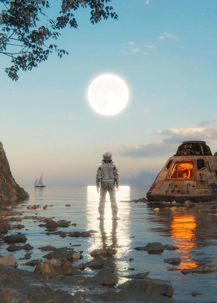 lumi-boards-art-5a845b1018493860-1.webp LumiPoster — Astronaut on the beach - Image 1