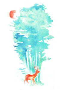 LumiPoster — غزال في غابة مائية