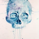 LumiPoster — Skull in aqua blue