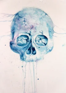 LumiPoster — Skull in aqua blue