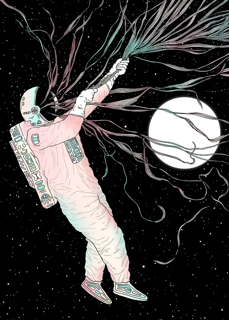 lumi-boards-art-5f7a3de8936f24c7-1.webp LumiPoster — Astronaut and moon branches - Image 1