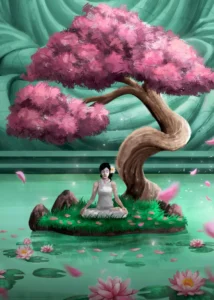 LumiPoster — Meditate under a pink tree